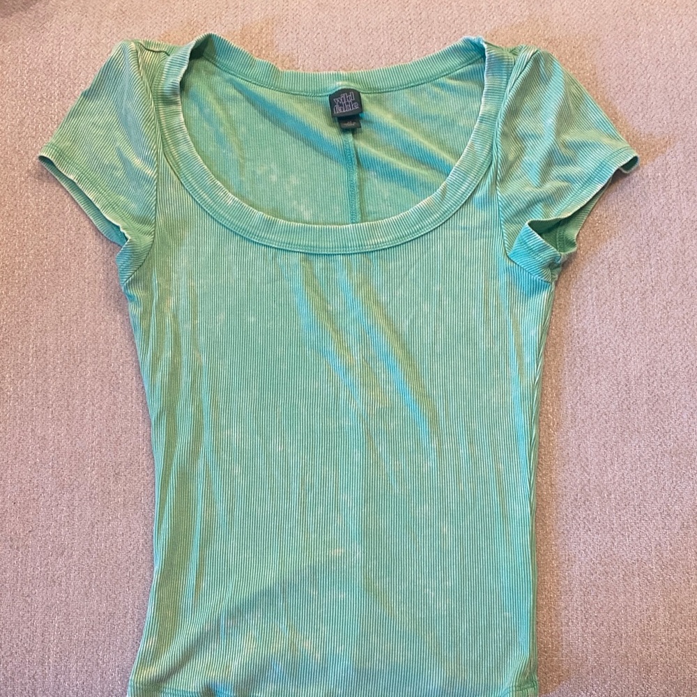 Wild Fable Light Green Ribbed Short Sleeve Tee